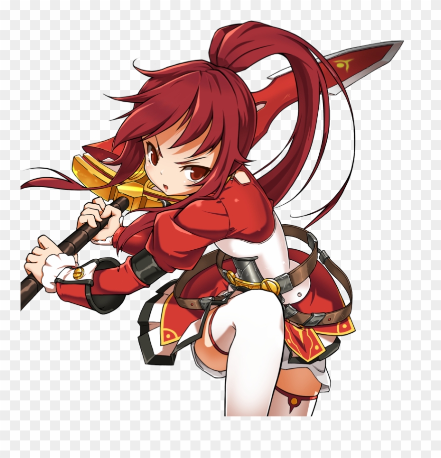 1girl Absurdres Belt Buckle Cowboy Shot Elesis Elsword - Red Knight Elesis Clipart