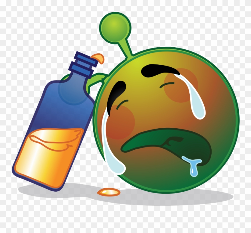 Smiley Green Alien Drunk Sad - Cartoon Animals With Big Eyes Clipart