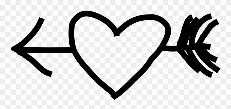 Heart Black And White Drawing Clip Art - Heart And Arrow Doodle - Png Download