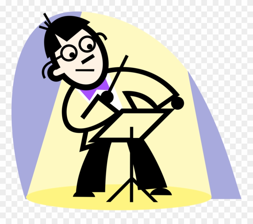 Vector Illustration Of Orchestra Maestro Conductor - Shopping Clipart