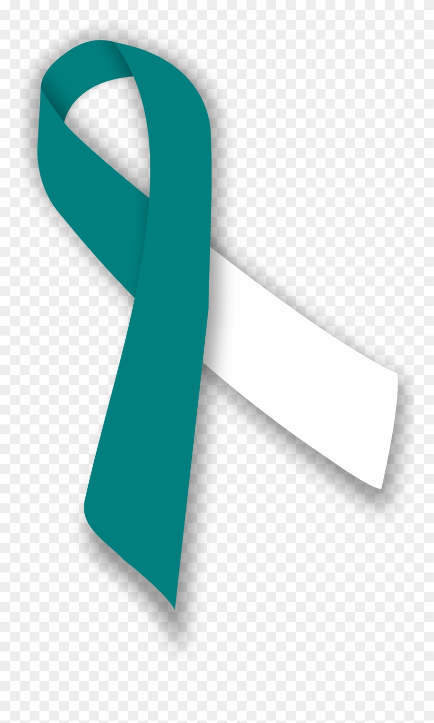 File - Tealandwhiteribbon - Svg - Cervical Cancer Teal White Clipart