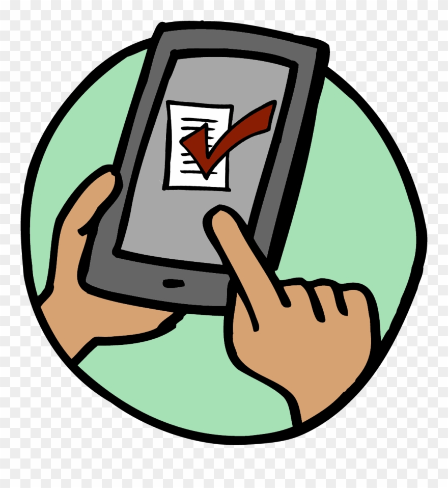 Smartphone With Finger Pointing To Check Mark On Screen - Coloriage Tablette Clipart