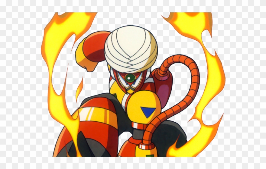 Fire Flames Clipart Comic - Mega Man Flame Man - Png Download