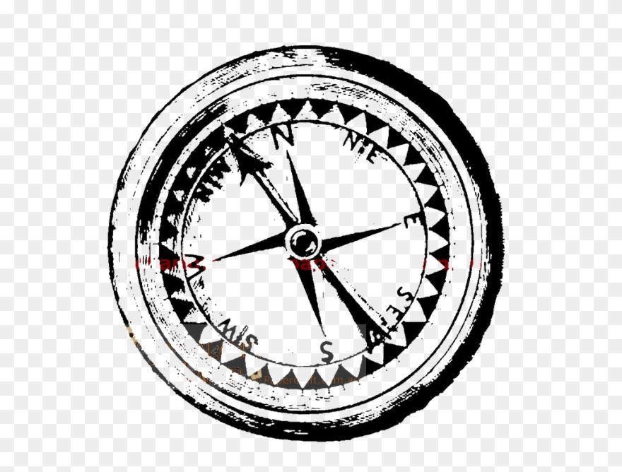 Compass Red Rubber Craft Stamp - Black And White Round Rug Clipart