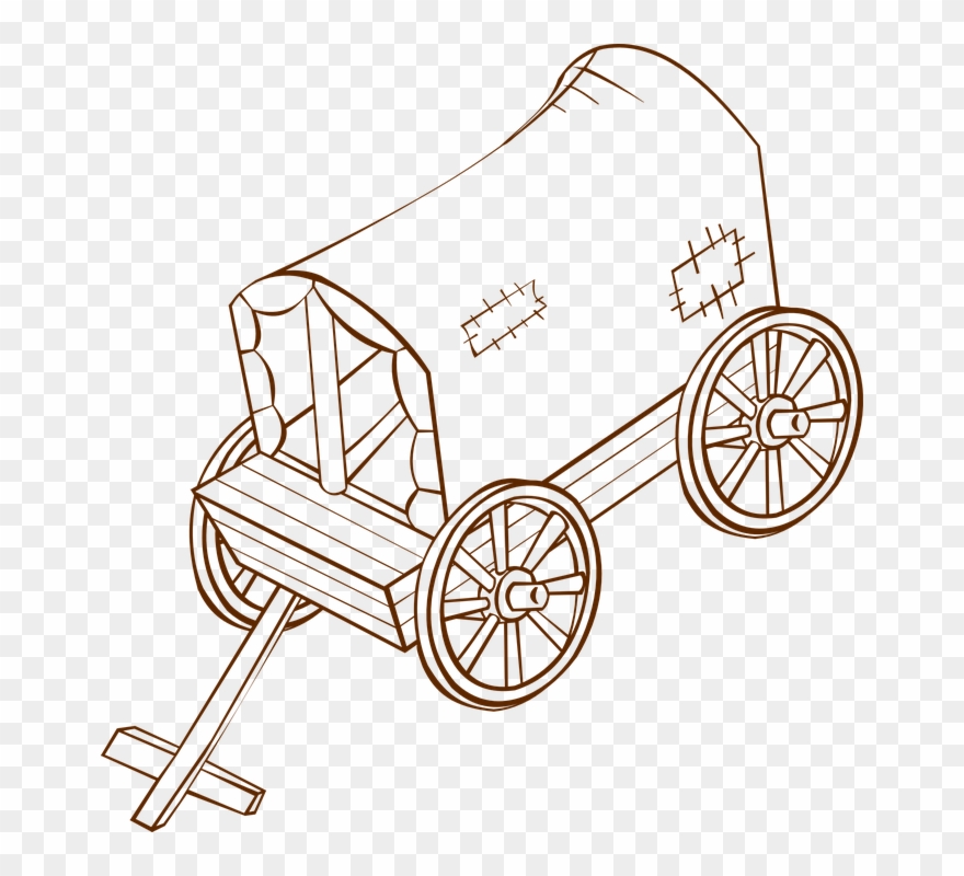 Pioneer Clipart Wood Cart - Drawing Of A Caravan - Png Download