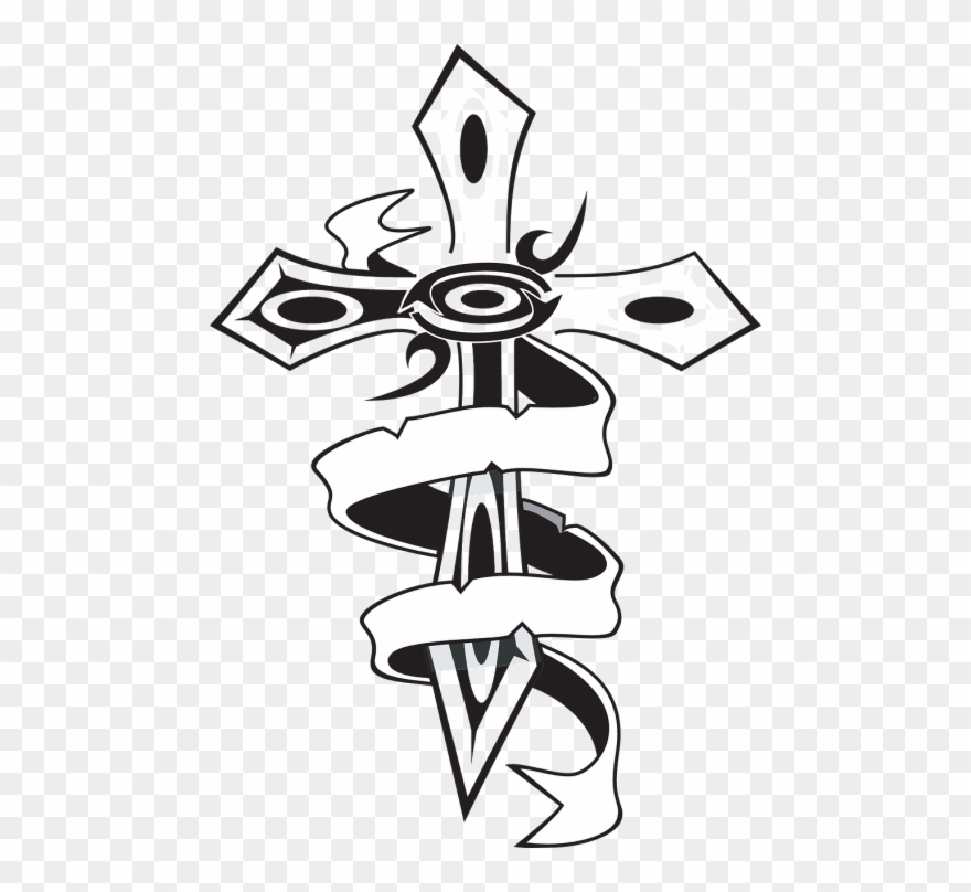 Cross With Ribbons Clipart