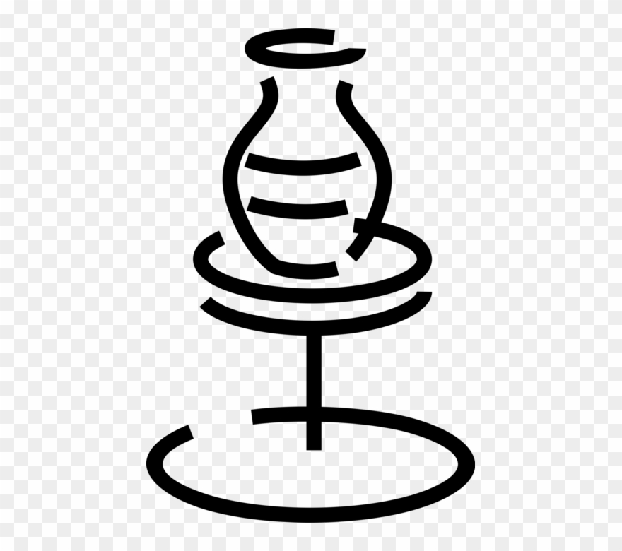 Ceramic Ware Vase On Potter S Vector - Black And White Potters Wheel Clipart - Png Download