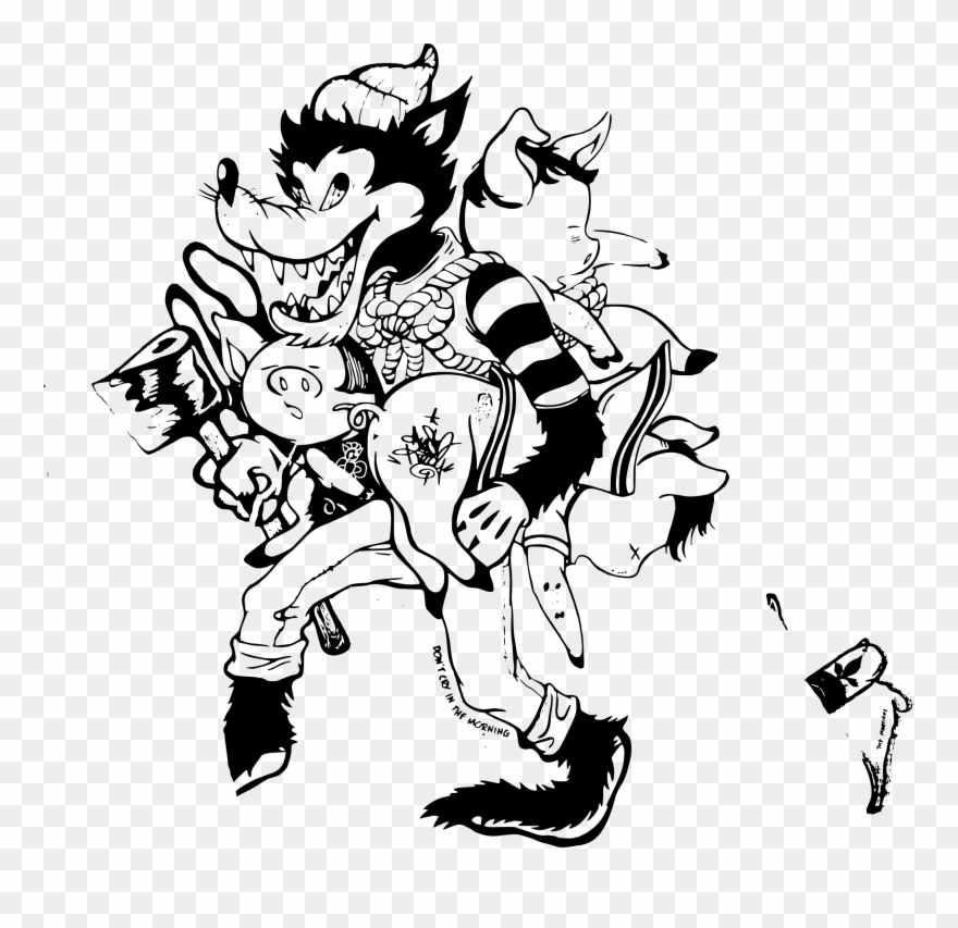 Big Image - Wolf Street Art Black And White Clipart