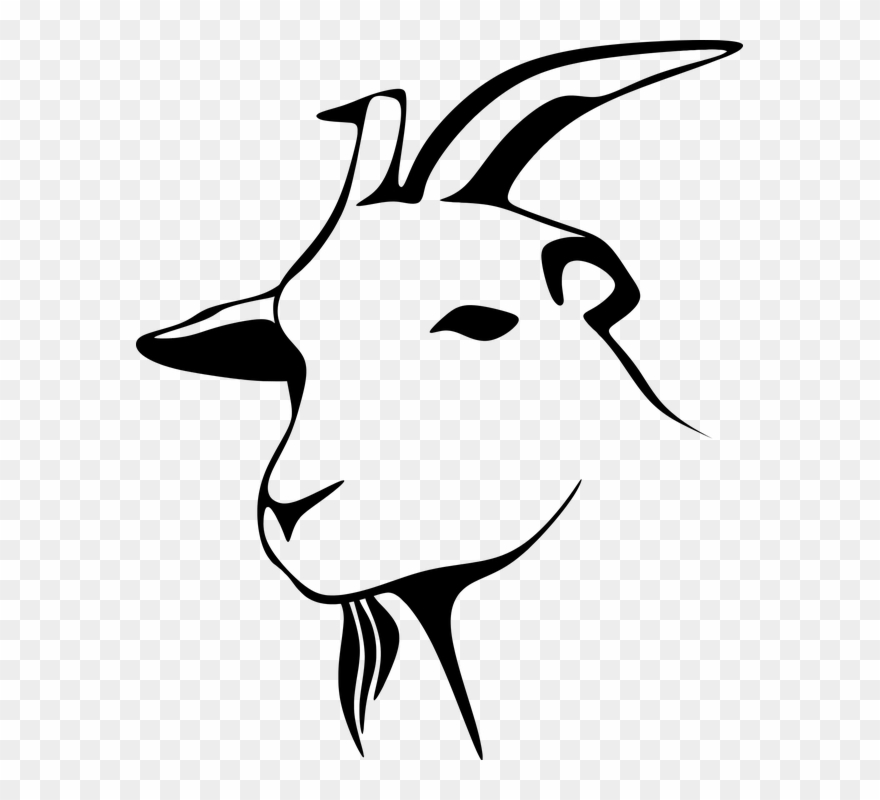 Animal, Barnyard, Goat, Livestock, Silhouette - Goat Head Clip Art - Png Download