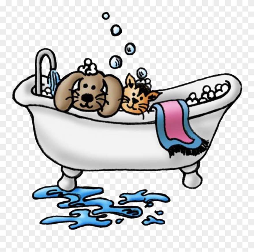 Untitled-2 - Dog In Bathtub Clipart - Png Download