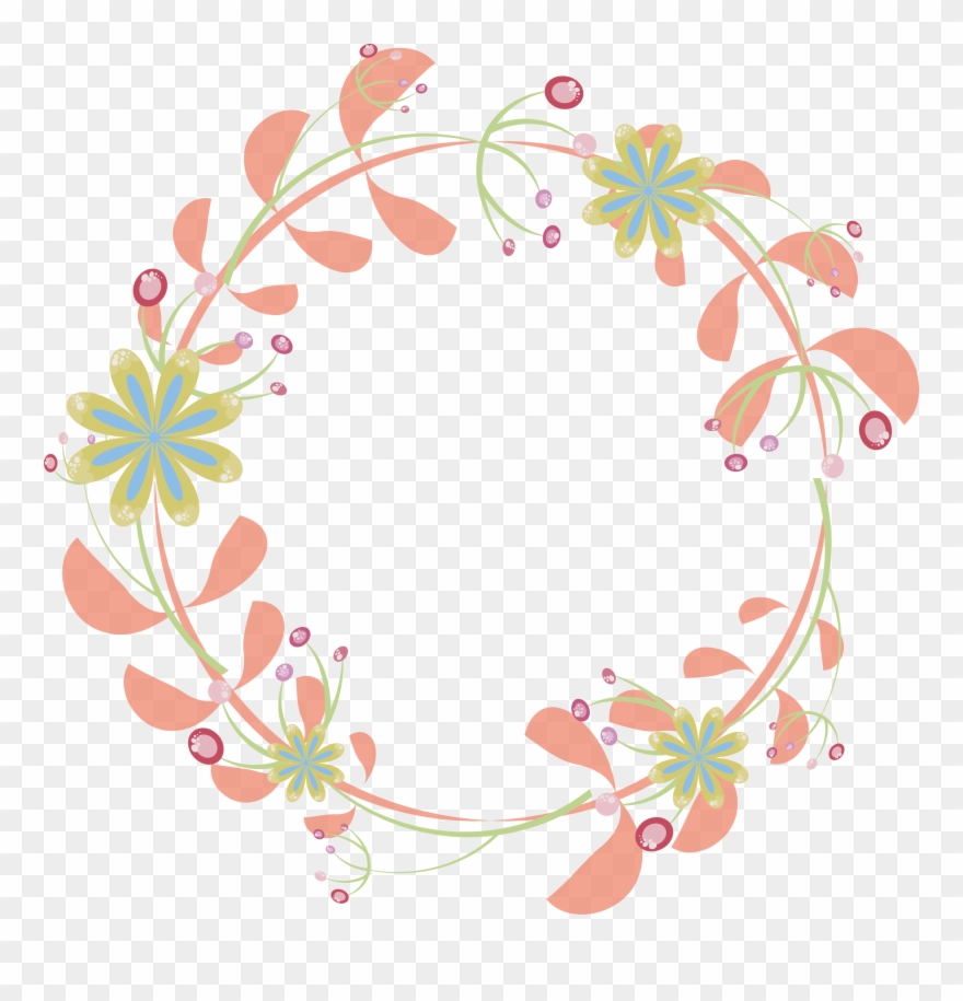 Border Flowers Pink Rattan Round Transprent Png - Floral Circle Design Png Clipart