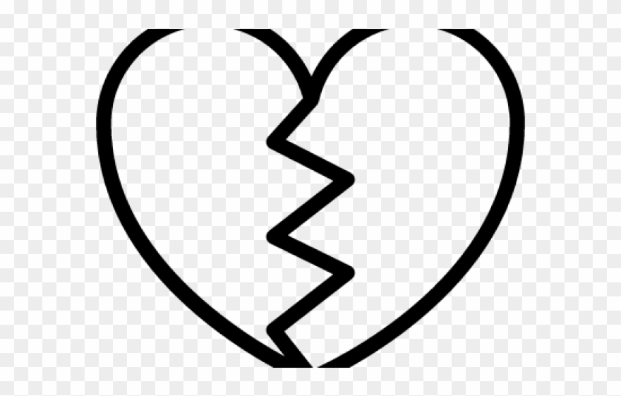 Broken Heart Clipart Briken - Broken Heart Line Art - Png Download