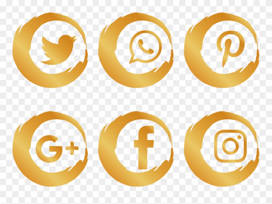 Gold Social Media Icons Png - Social Media Icons Gold Png Clipart
