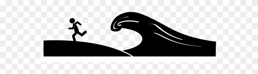 Evacuate From The Tsunami - Tsunami Silhouette Clipart