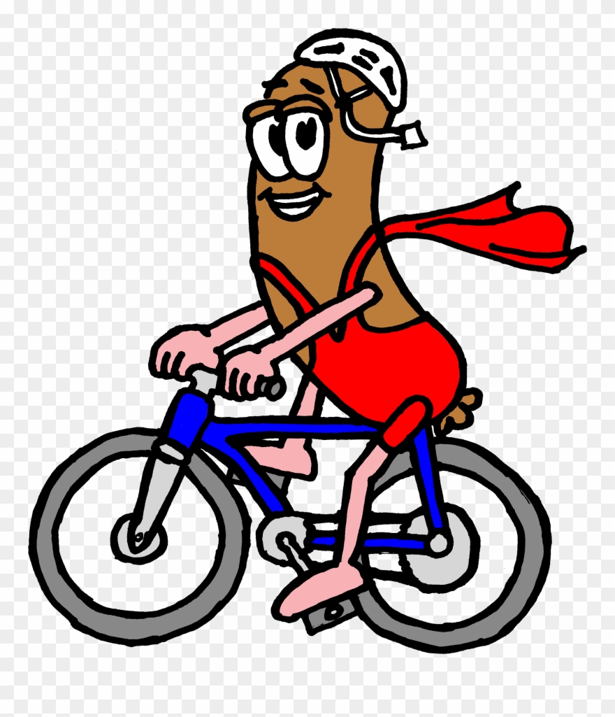 Pitons Clipart Motor Part - Sausage Riding A Bike - Png Download