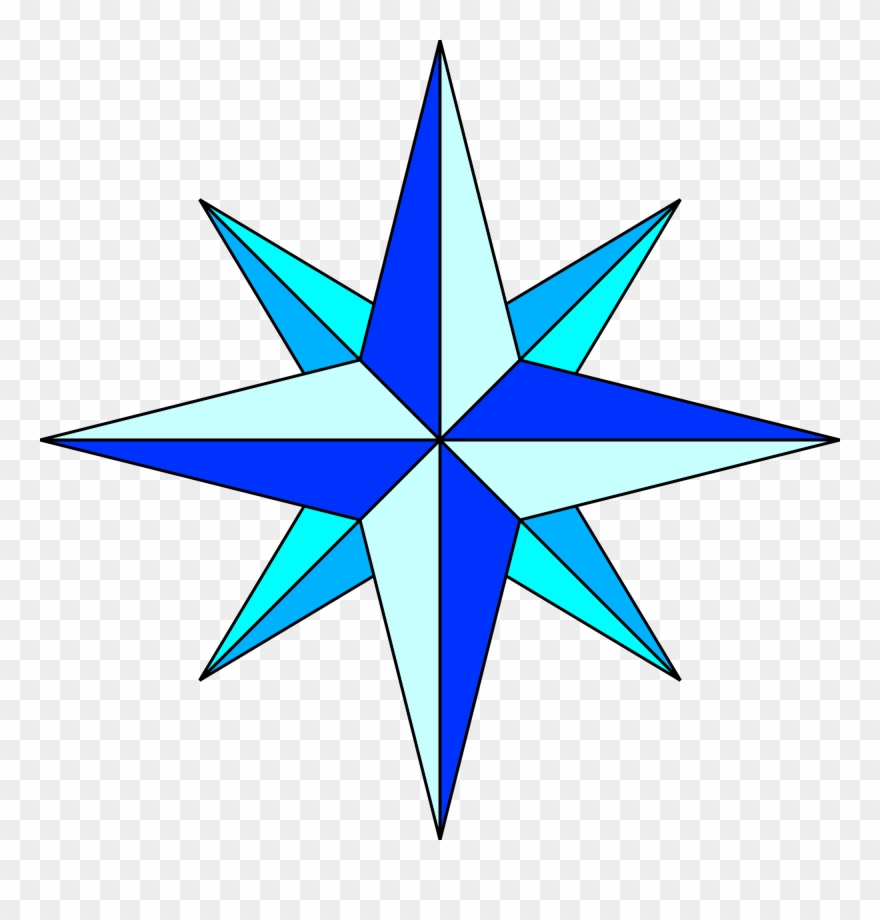 Open - Simple Compass Rose Clipart - Png Download