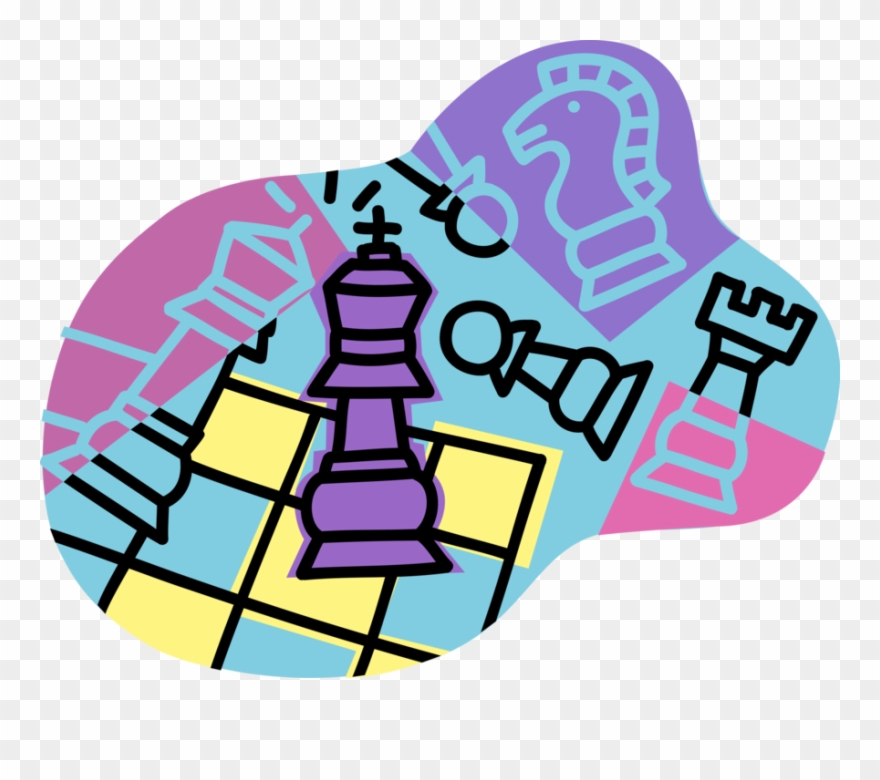 Vector Illustration Of Game Of Chess Strategy Board - Chess Clipart