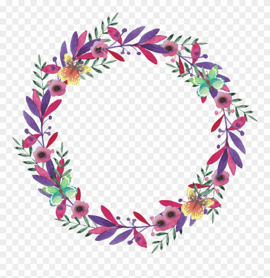 Flower Watercolor Painting Wreath Vector Painted Garlands - Wreath Clipart