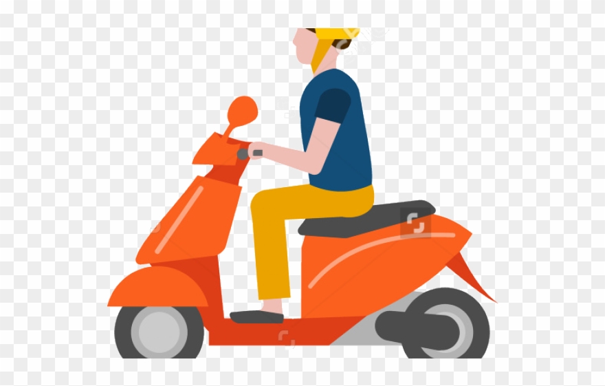 Scooter Clipart Couple - Scooter Riding Clipart Png Transparent Png
