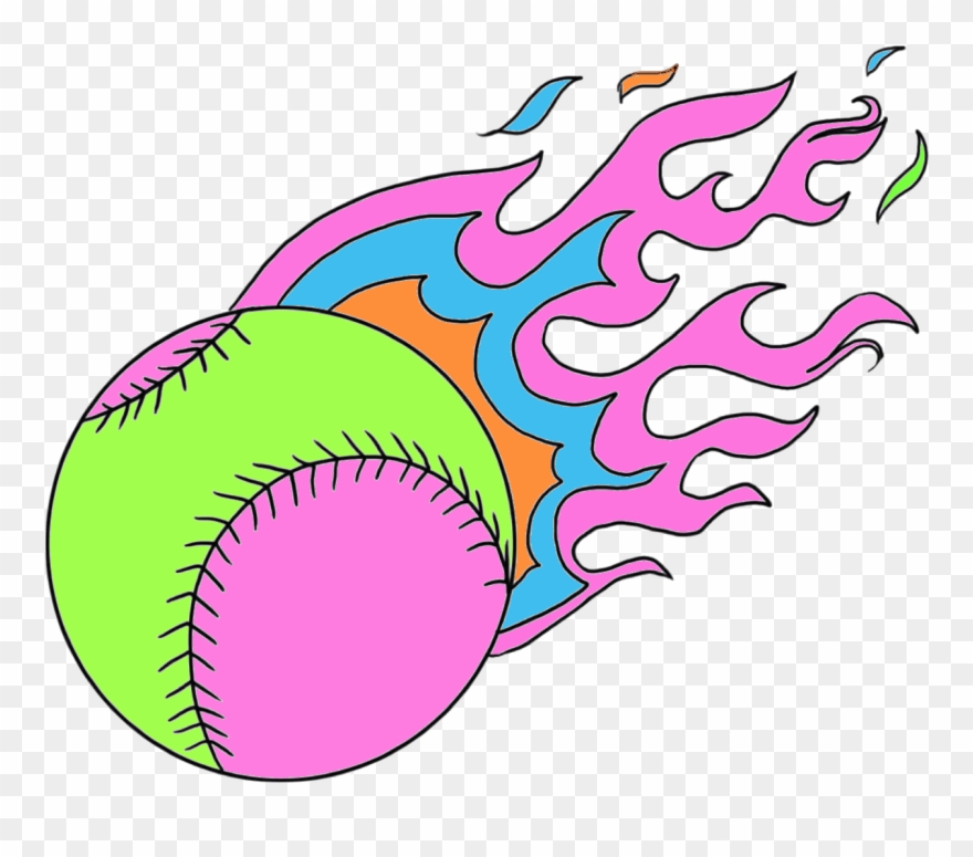 For The Fire Dragons Bright Flaming Softball - Baseball Coloring Pages Clipart