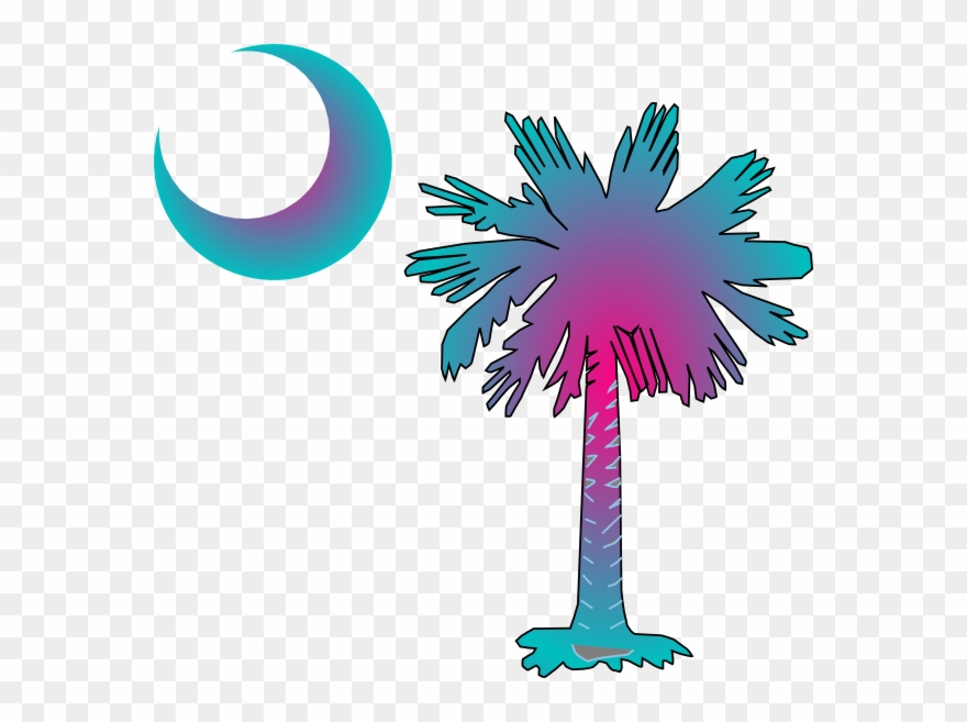 Sc Palmetto Tree Clip Art - Palmetto Tree And Crescent Moon - Png Download