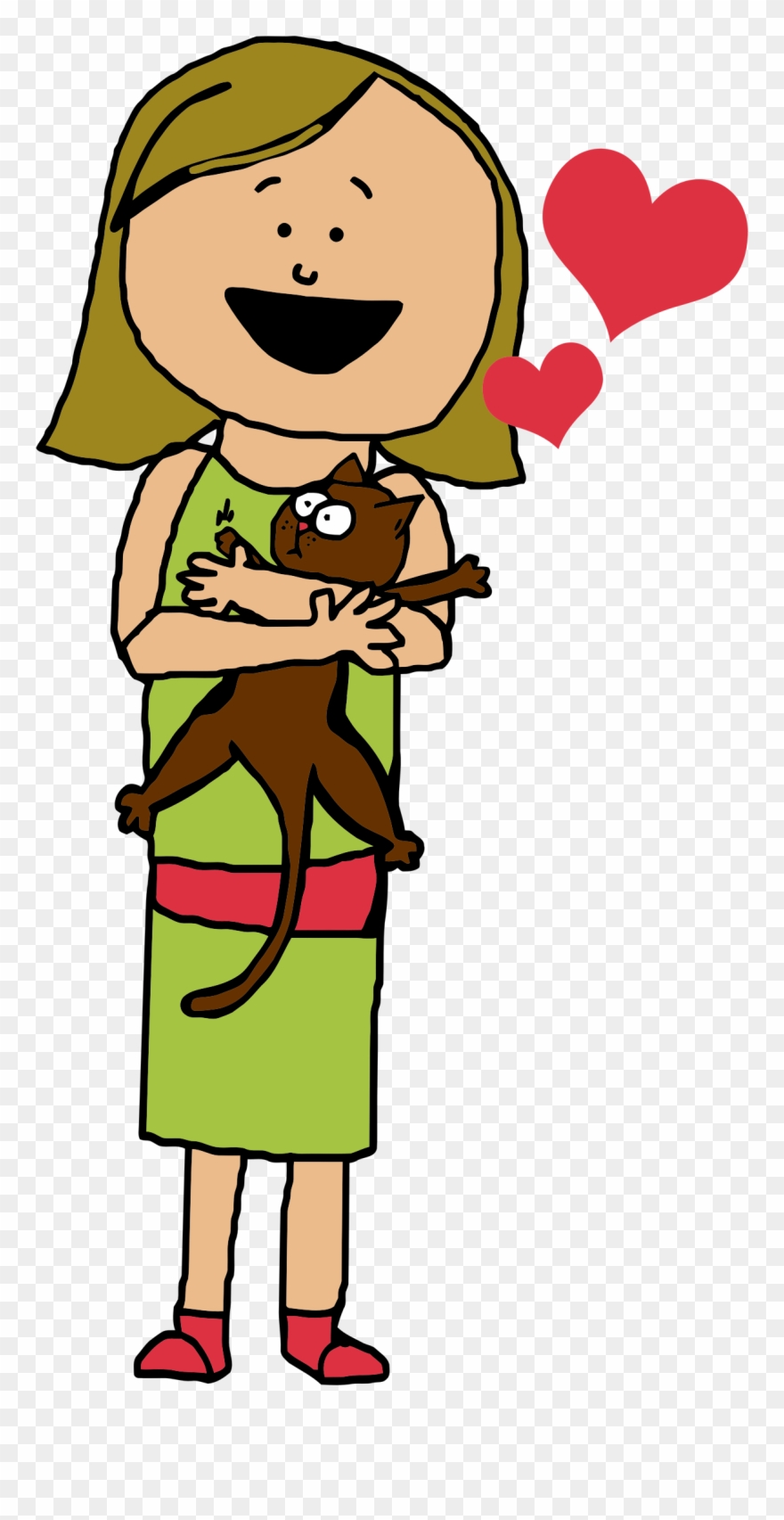 Girl Hugging Cat Clipart