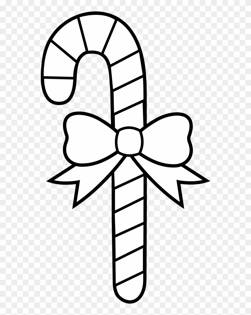 Candy Cane Coloring Page - Christmas Candy Cane Drawing Clipart