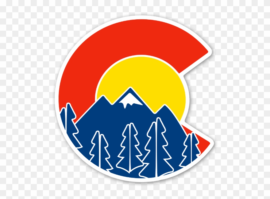 Sweet Colorado Flag And Mountain Sticker - Colorado Sticker Clipart