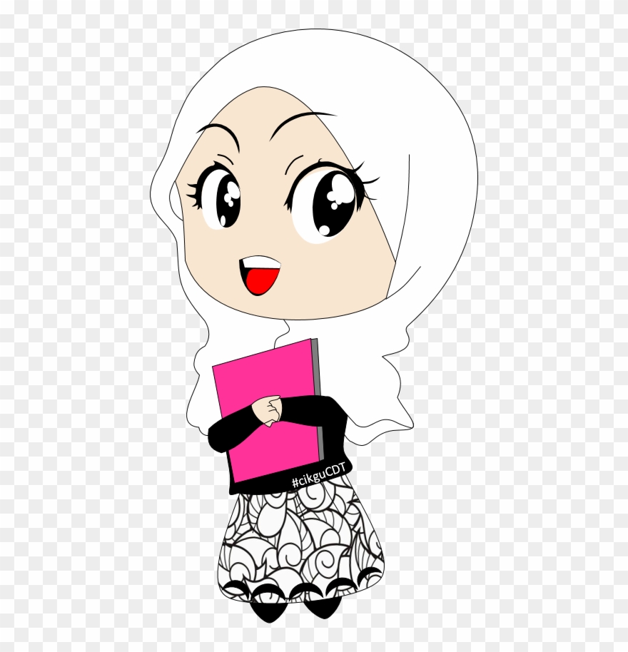 Girl Hijab Study Animation Transparent Background Clipart