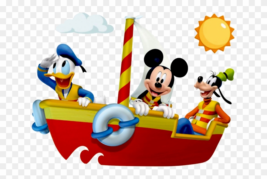 Mickey, Donald & Goofy In Sailboat Cute Disney, Disney - Mickey Mouse Clubhouse 4 In A Box Jigsaw (games/puzzles) Clipart