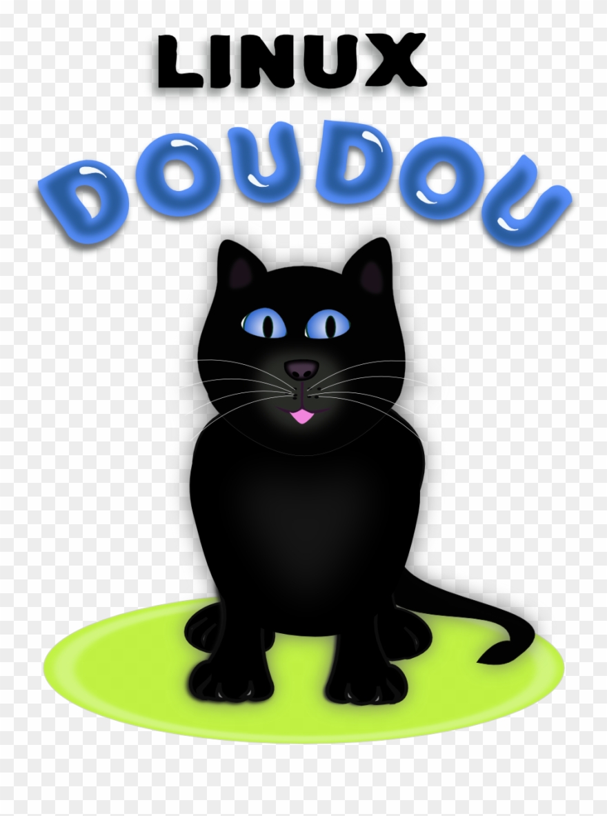 Geek Dou Dou Linux Logo Contest Black Cat Doudou Green - Clip Art - Png Download