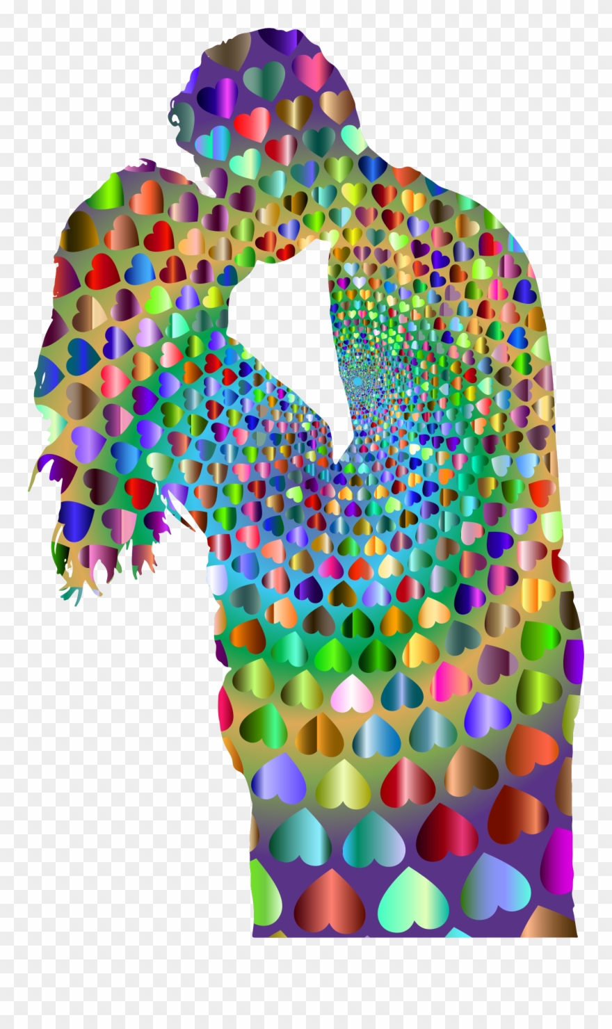 Kissing Couple Hearts Variation - Kiss Clipart