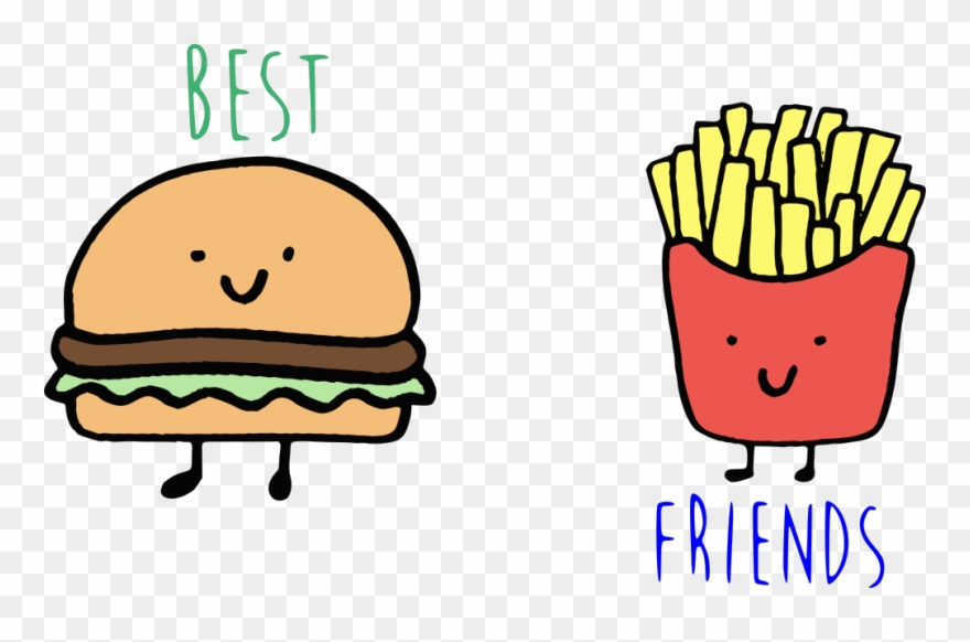 Best Friends Hamburger French Fries Print Short Sleeve Clipart