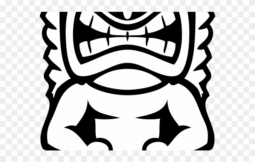 Totem Pole Clipart Black And White - Tiki Clipart Black And White - Png Download