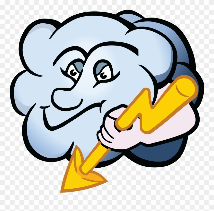 Free Clipart Of A Cloud Character Holding A Lightning - Clipart Blitz - Png Download