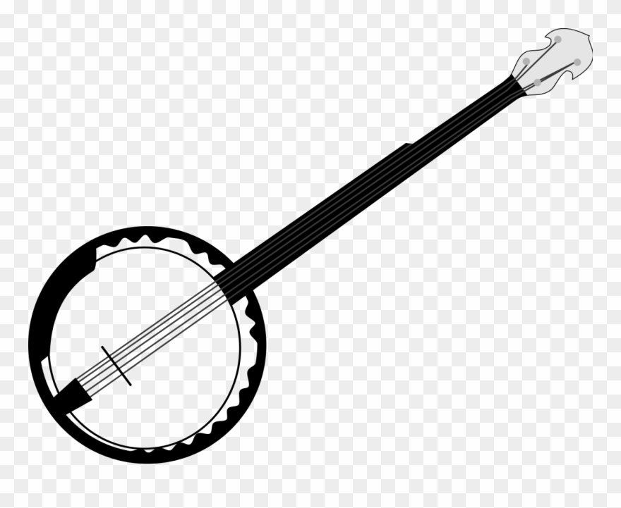 Svg Stock Banjo Vector Folk - Banjo Clipart Black And White - Png Download