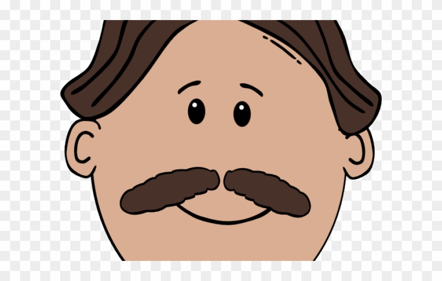 Moustache Clipart Mustache Man - Cartoon Man Face - Png Download