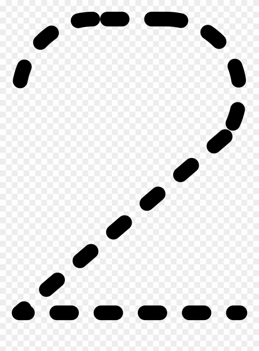 Numbers Digits Dotted - Tracing Number 2 Clipart