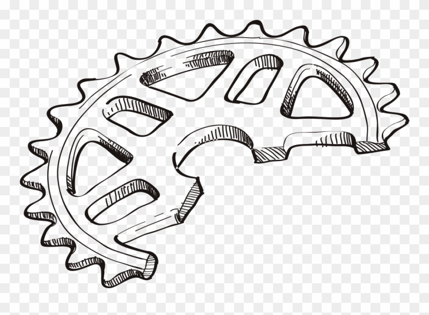 Clip Art Freeuse Bmx Drawing Tribal - Drawing Dirt Bike Sprocket - Png Download