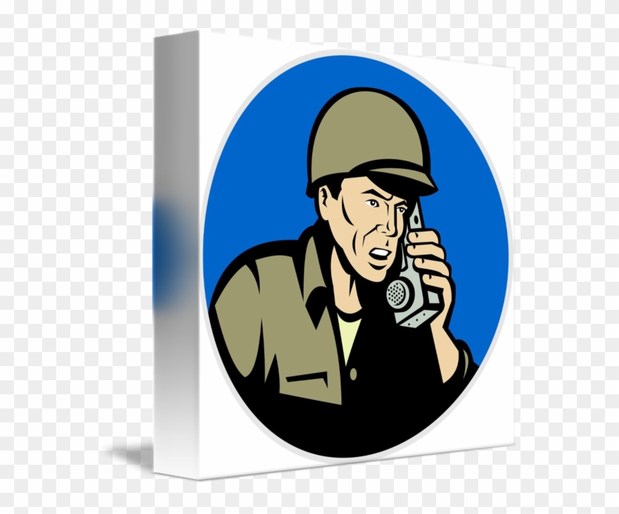 Military Soldier Talking Radio Walkie Talkie By - Soldier Cartoon On Walkie Talkie Clipart