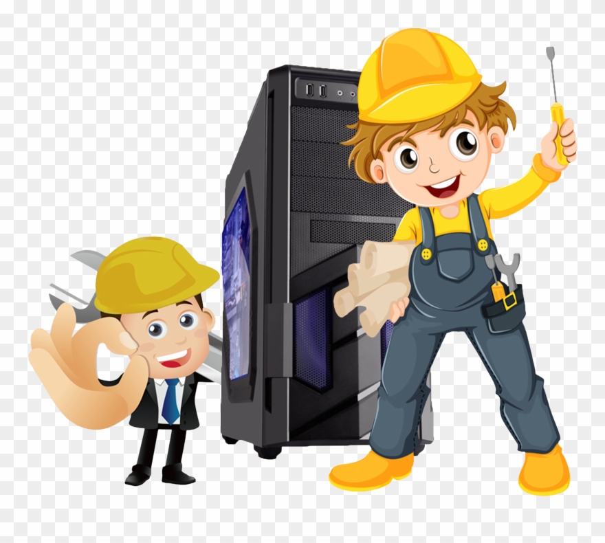 Cartoon File Maintenance Characters - Computer Repair Cartoon Psd Clipart