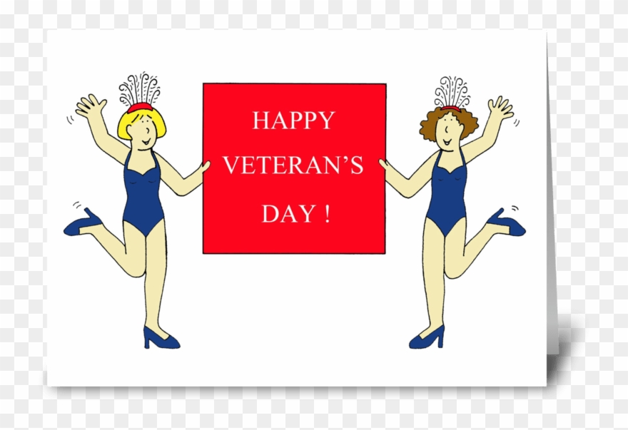Burlesque Veteran's Day Greeting Card - Veterans Day Cartoon Burlesque Ladies. Card Clipart
