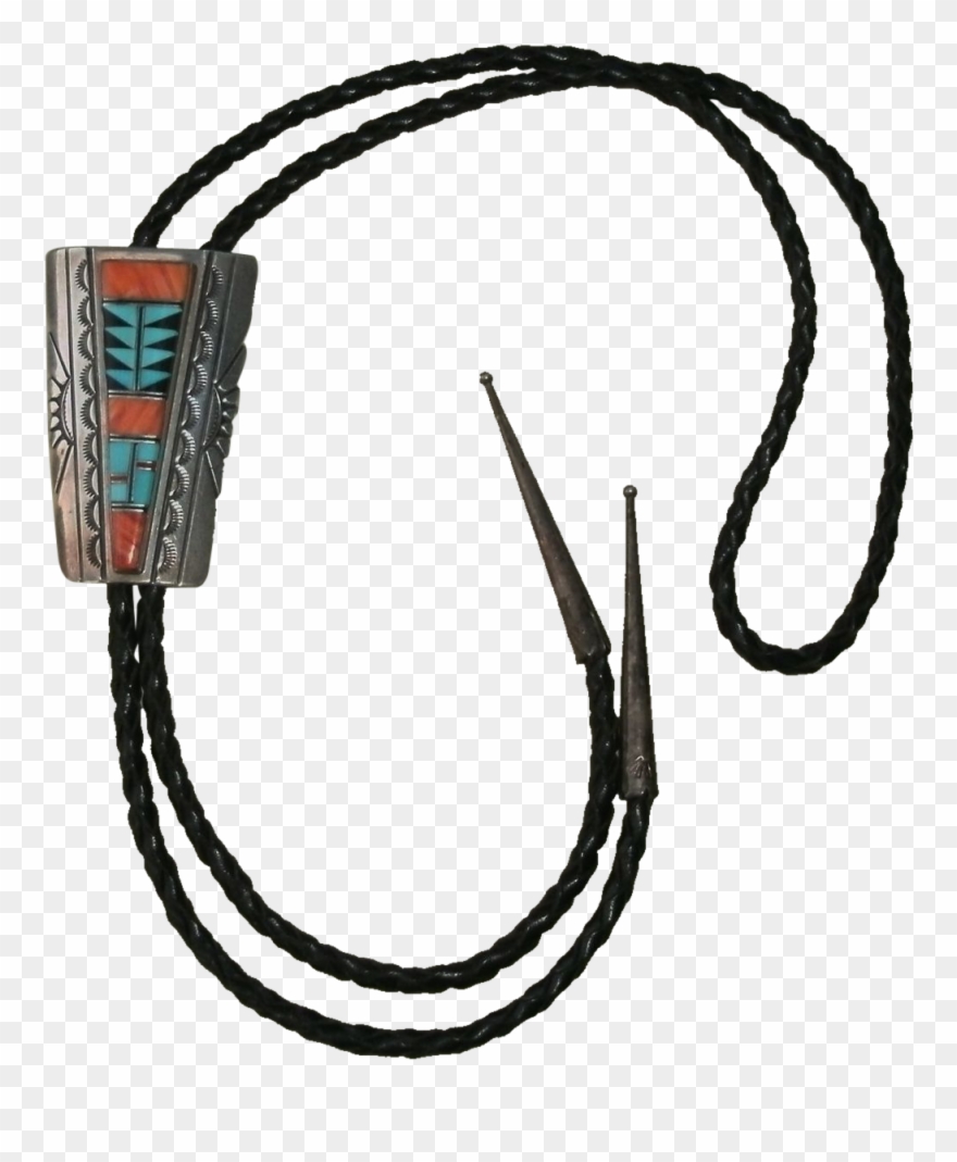 Exceptional Vintage Sterling Silver Navajo Bolo Tie - Bolo Tie Clipart