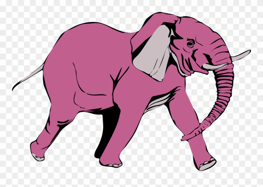 African Bush Elephant Seeing Pink Elephants Indian - Pink Elephant Shower Curtain Clipart