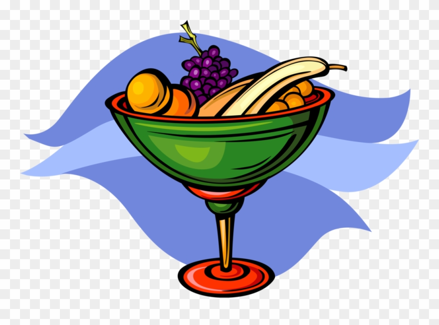 Vector Illustration Of Bowl Of Fruit With Bananas, - Classic Cocktail Clipart