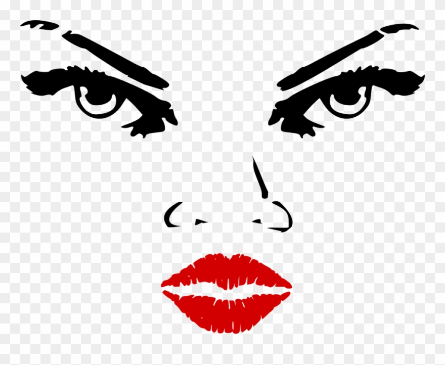 Features Facial Woman Lips Eyes Nose Red - Woman's Face Transparent Background Clipart