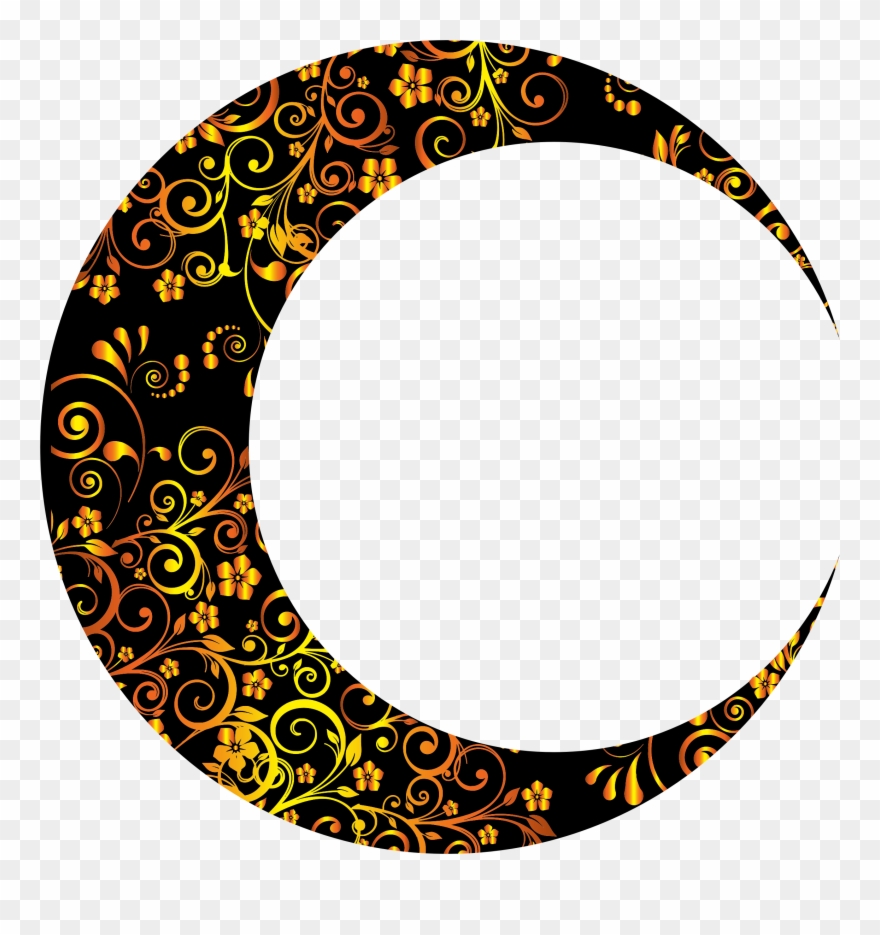 Gold Floral Crescent Mark Ii Big Image - Circle Gold Floral Png Clipart