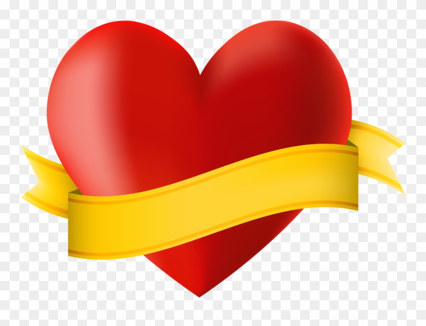 Vacation, Icon, Heart, Ribbon, Banner, Copy Space - Heart With Ribbon Png Clipart