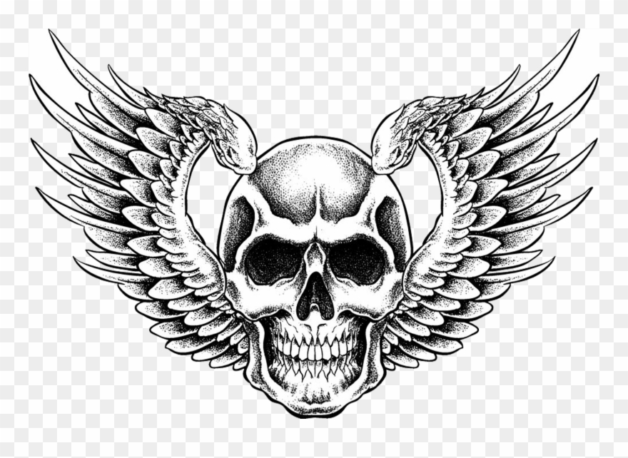 Full Size Of Easy To Draw Human Skulls Cartoon Skull - Skull With Wings Drawing Clipart