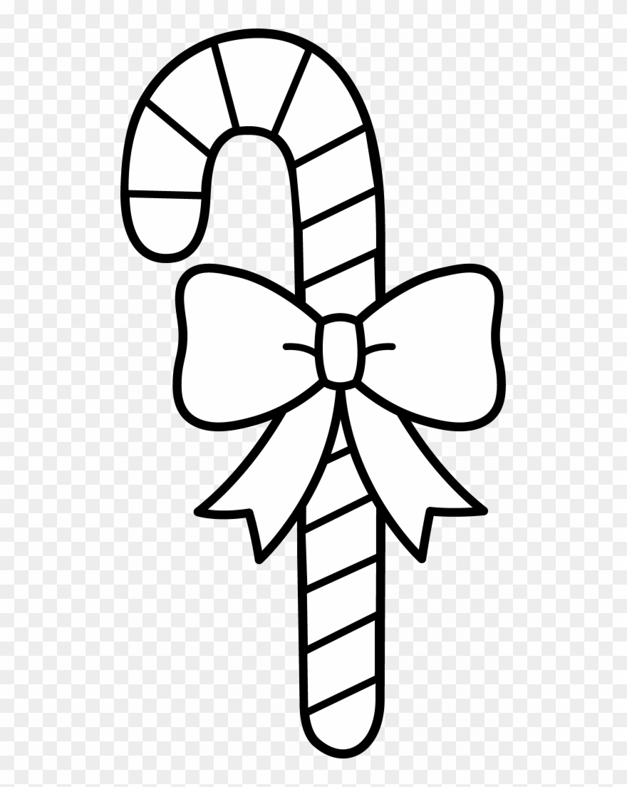 Drawing Candy Coloring - Candy Cane Black And White Clipart